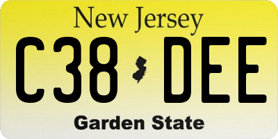 NJ license plate C38DEE