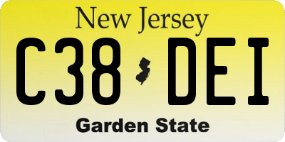 NJ license plate C38DEI