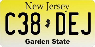 NJ license plate C38DEJ