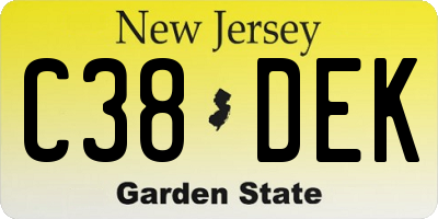 NJ license plate C38DEK