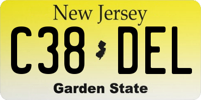 NJ license plate C38DEL