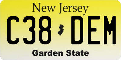 NJ license plate C38DEM