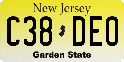 NJ license plate C38DEO