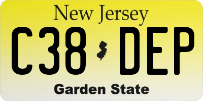 NJ license plate C38DEP
