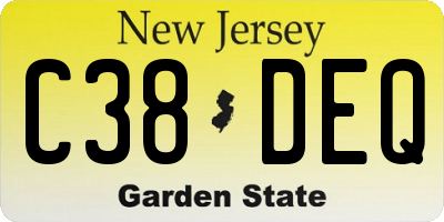 NJ license plate C38DEQ