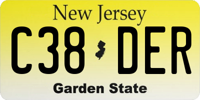 NJ license plate C38DER
