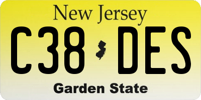 NJ license plate C38DES