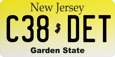NJ license plate C38DET