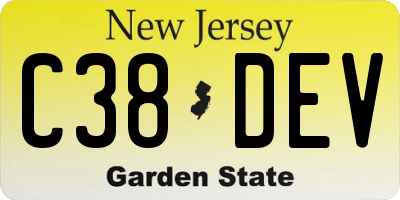 NJ license plate C38DEV