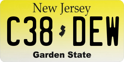 NJ license plate C38DEW