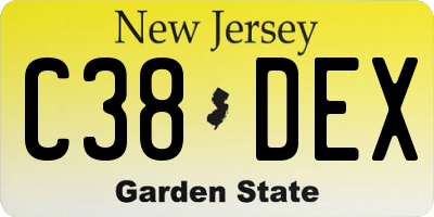 NJ license plate C38DEX