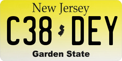 NJ license plate C38DEY