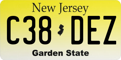 NJ license plate C38DEZ