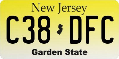 NJ license plate C38DFC