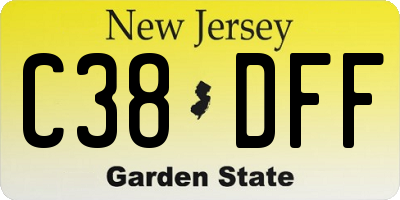 NJ license plate C38DFF