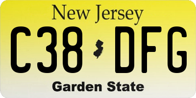NJ license plate C38DFG