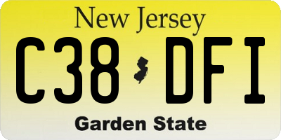 NJ license plate C38DFI