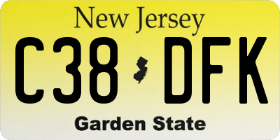 NJ license plate C38DFK