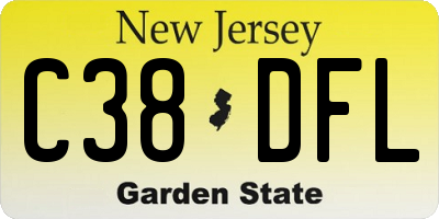 NJ license plate C38DFL