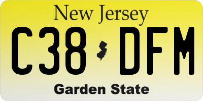 NJ license plate C38DFM