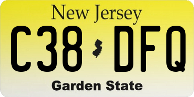 NJ license plate C38DFQ