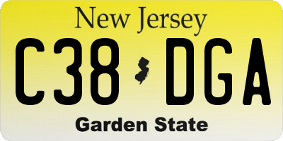 NJ license plate C38DGA