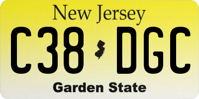 NJ license plate C38DGC