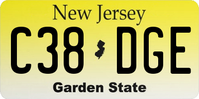 NJ license plate C38DGE