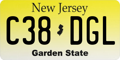 NJ license plate C38DGL