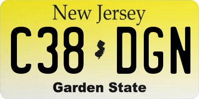 NJ license plate C38DGN