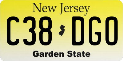 NJ license plate C38DGO