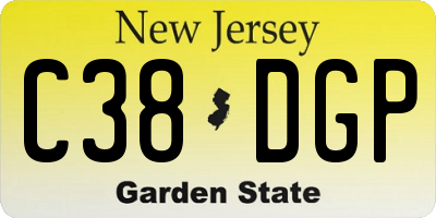 NJ license plate C38DGP