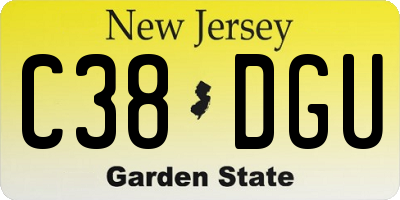 NJ license plate C38DGU