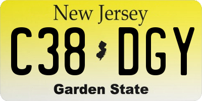 NJ license plate C38DGY