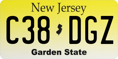 NJ license plate C38DGZ