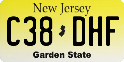 NJ license plate C38DHF