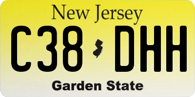 NJ license plate C38DHH