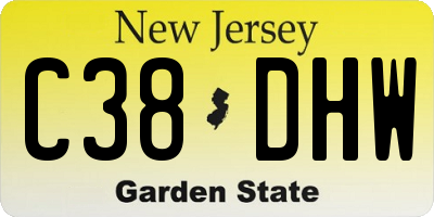 NJ license plate C38DHW