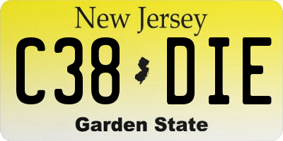 NJ license plate C38DIE