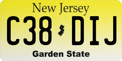 NJ license plate C38DIJ