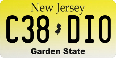 NJ license plate C38DIO
