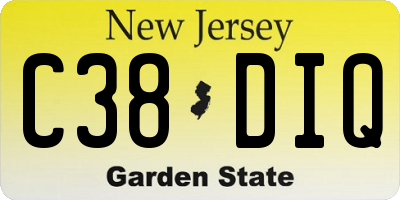 NJ license plate C38DIQ