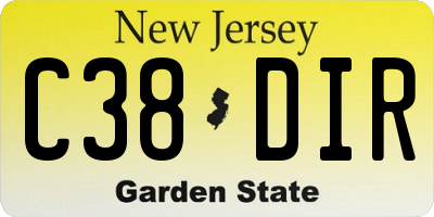 NJ license plate C38DIR