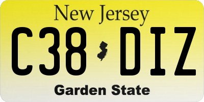NJ license plate C38DIZ