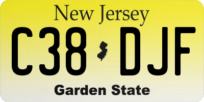 NJ license plate C38DJF