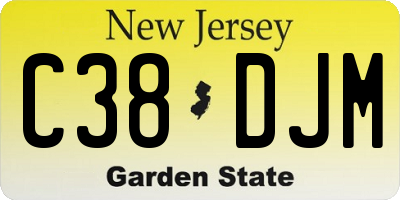 NJ license plate C38DJM