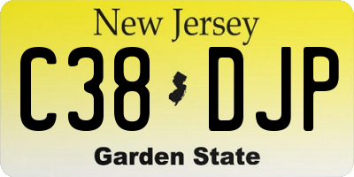 NJ license plate C38DJP