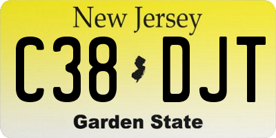 NJ license plate C38DJT