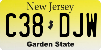 NJ license plate C38DJW