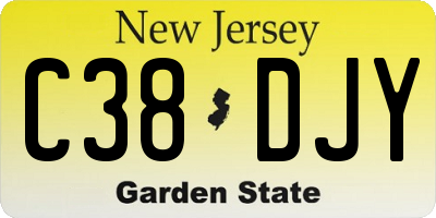 NJ license plate C38DJY